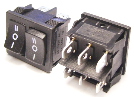 MRS-2103-C0 6р.ON-OFF-ON 3A/250V чёр / клавишный (рокерный) переключатель